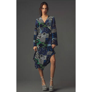 NWOT Anthropologie Dhruv Kapoor Wrap Viscose Midi Dress Small